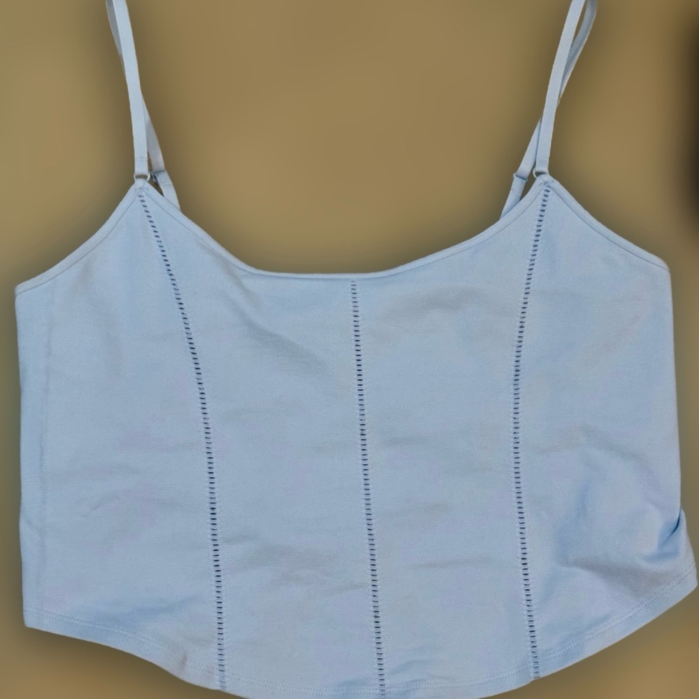 Aerie Super Chill Large Light Blue Corset Cami Stretchy
